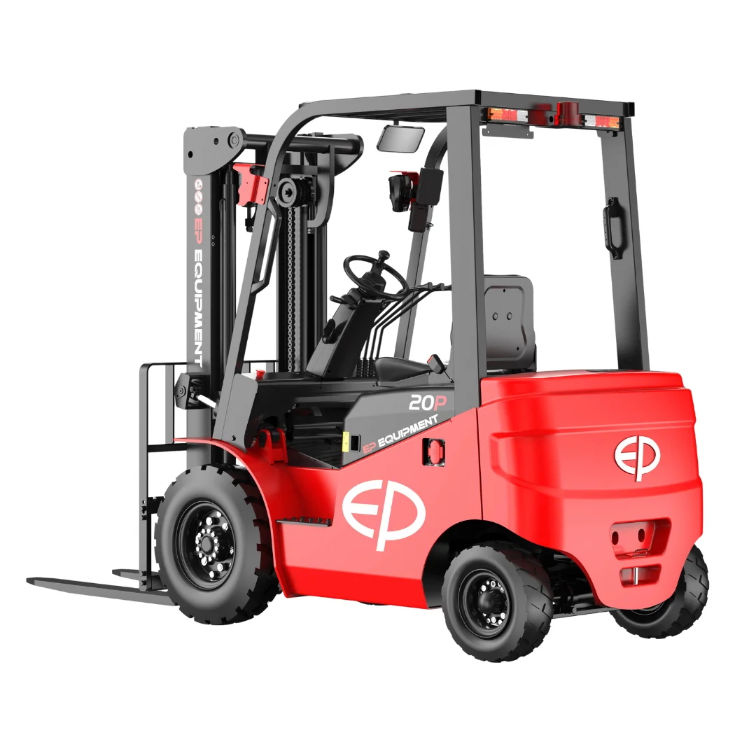 Hier is de EP EFL203: elektrische heftruck 2.000 kg, waterdicht, grote bodemvrijheid. Ideaal voor buiten én binnen.